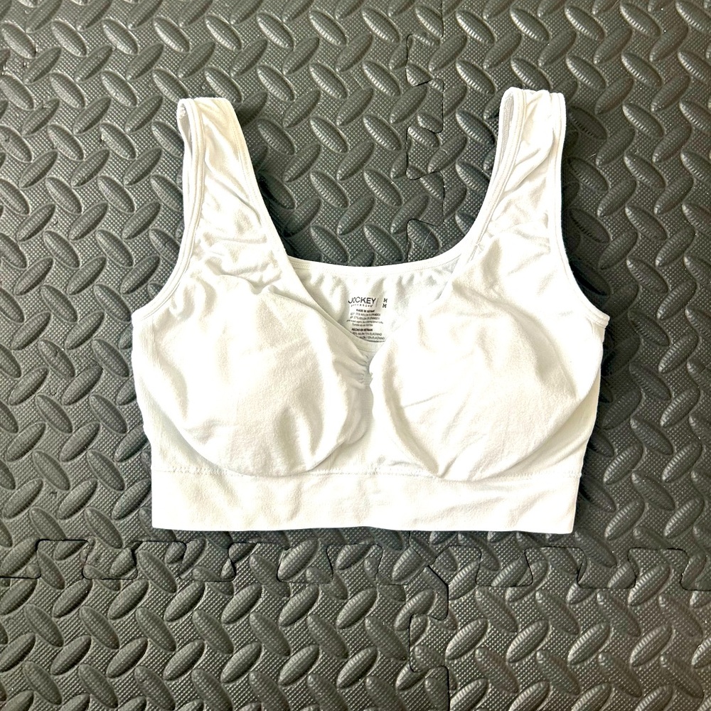 Jockey White Stretch Bralette | Size M | Light Support with Cups